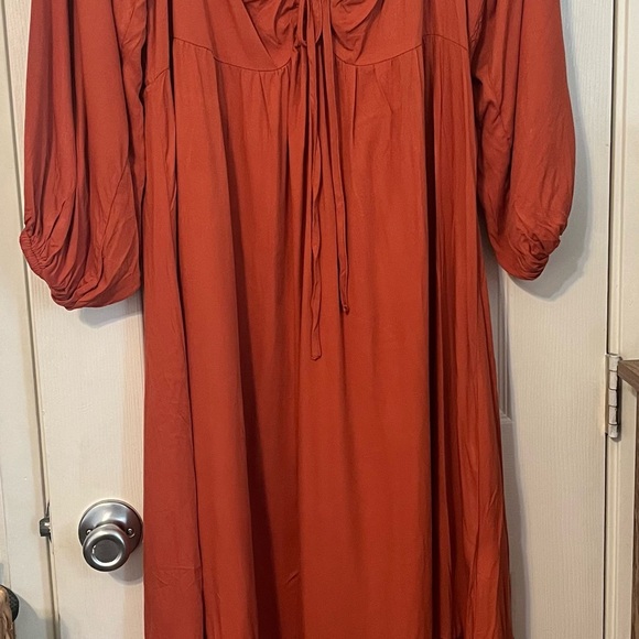 Off Shoulder Drawstring Front Ruffle Hem Dress - Picture 8 of 8